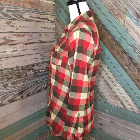 TASHA POLIZZI Red Plaid Flannel Shirt, SZ S - Picture 4 of 6